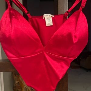 Red silk top